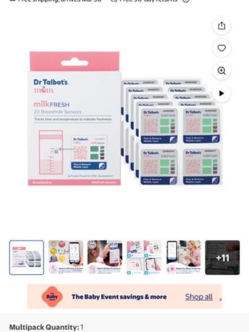 Talbots milkFRESH Pink Breastmilk Sensors - 20 Pack - Picture 2 of 2